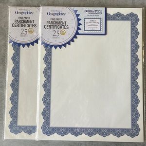 Fine Paper Parchment Certificates 2 packs (25 sheets each pack)